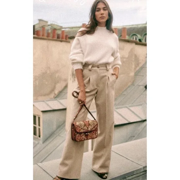 Sézane Otis Jumper Sweater Women's XS Baby Alpaca Preppy Top Designer White - Picture 2 of 9